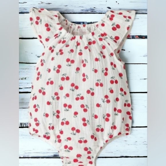Baby Girl Clothes Summer Cherry Romper - Picture 1 of 7